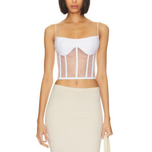 Rozie Corsets White Polyester Corset Top Size 42 / XL